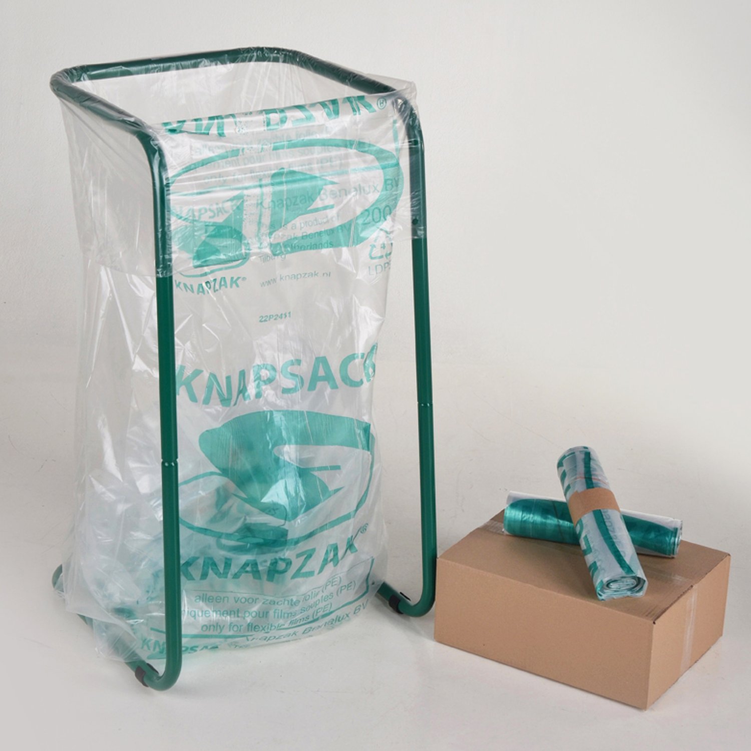 Knapsack 200 l, PEBD recyclé, 35 mu, imprimé, perforé, avec lien de  fermeture, KZ2-120